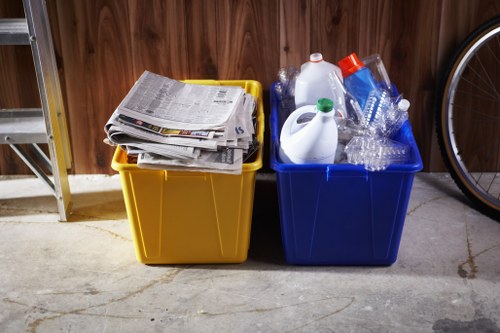 Business owner reviewing recycling performance reports